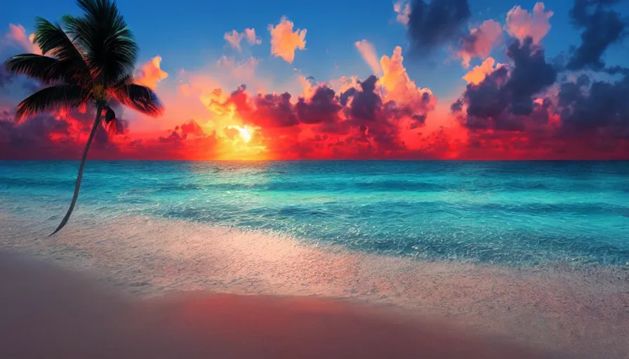 Prompt: miami vibes, unreal engine, digital art, sunset, sharp focus, beach, vivid color, clear sky