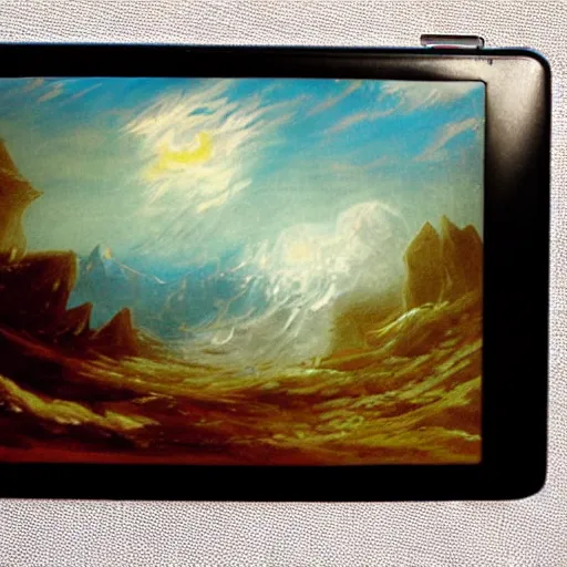 Prompt: nintendo ds in the abyss style of turner painting