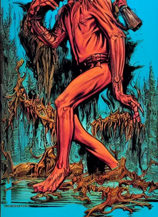 Image similar to Chistopher Walken, Creepshow (1982) comic book cover, artwork by Bernie Wrightson, full color, detailed