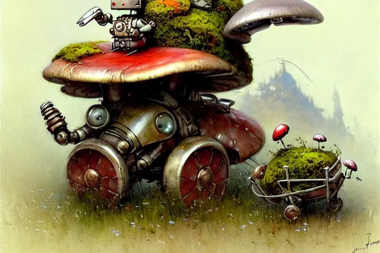 Prompt: adventurer ( ( ( ( ( 1 9 5 0 s retro future robot android fat mouse house wagon mushrooms, flowers, moss. muted colors. ) ) ) ) ) by jean baptiste monge!!!!!!!!!!!!!!!!!!!!!!!!! chrome red