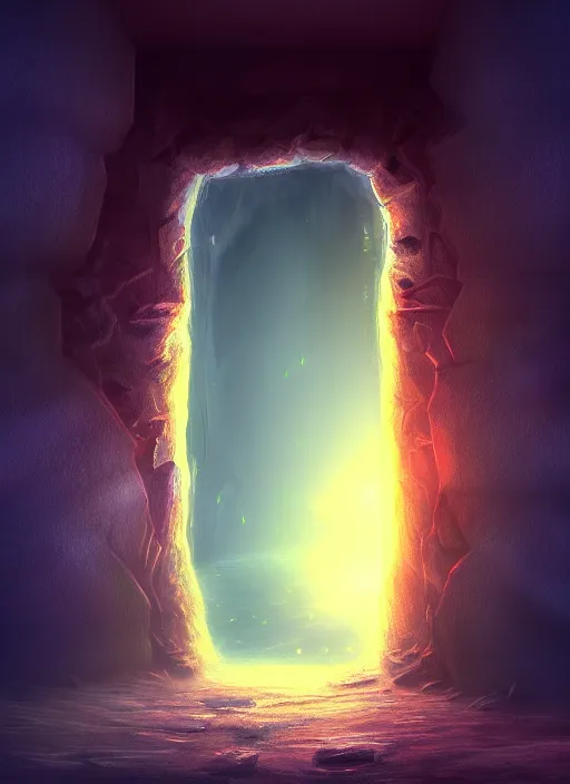 Image similar to a door leading into the abyss, digital art, trending on artstation