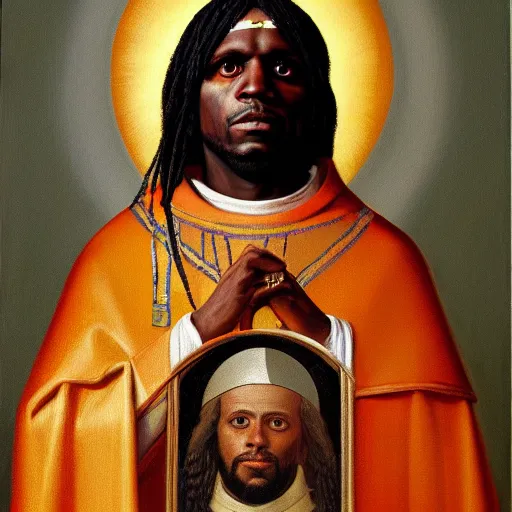 Image similar to portrait of the holy father, chief keef, oil on canvas by william sidney mount, trending on artstation,