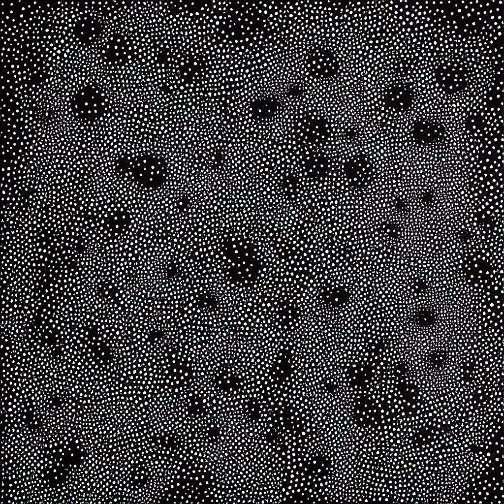 Image similar to face made out of planet, faceless people dark, dots, drip, stipple, pointillism, technical, abstract, minimal, style of francis bacon, asymmetry, pulled apart, cloak, hooded figure, made of dots, abstract, balaclava