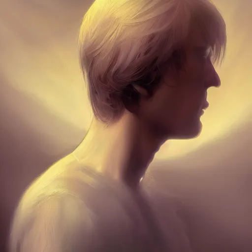 Prompt: a portrait of a young handsome prince with white fringy hair, elegant, beautiful, backlit, incredible lighting, strong rim light, highly detailed, god rays, digital painting, HDRI, by Heise Jinyao, Heise-Lian Yan Fang, Feimo, Richard Taddei, vivid colors, high contrast, 8k resolution, intricate, photorealistic