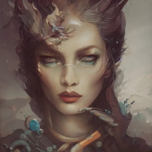 Image similar to a highly detailed portrait in the style of karmen loh and in the style of peter mohrbacher.