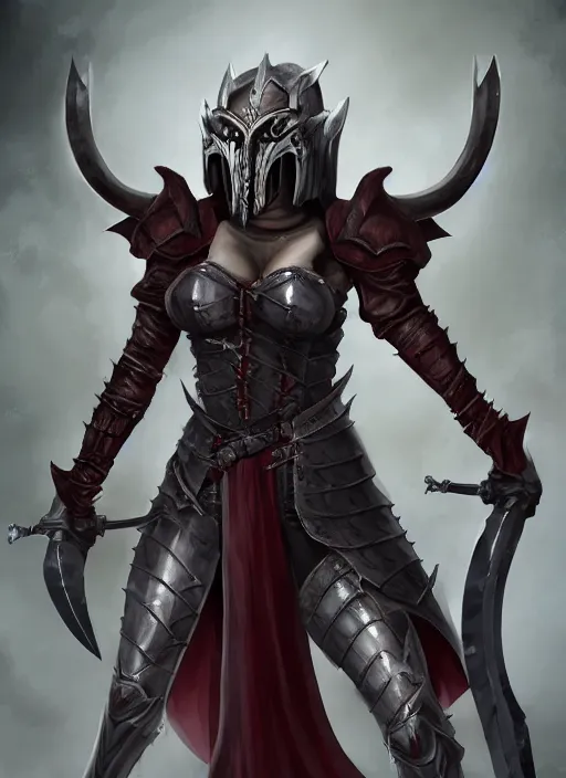 Image similar to female vampire warrior, full body portrait, sharp teeth, grinning, muscular, flying, modest outfit, barefoot, foot wraps, polished toenails, black full plate armor, historical armor, realistic armor, metal mask, holding a monstrous zweihander, ghostblade, wlop, asian fantasy.