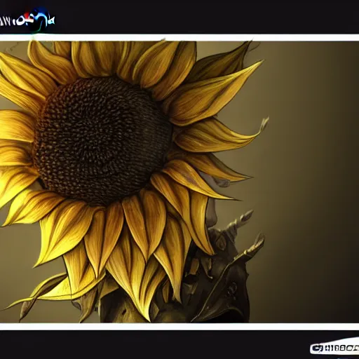 Image similar to Anthropomorphized sunflower, D&D, fantasy, cinematic lighting, highly detailed, digital painting, artstation, concept art, smooth, sharp focus, illustration, warm light, cozy warm tint, magic the gathering artwork, volumetric lighting, 8k, no gold, no gold colours, art by Akihiko Yoshida, Greg Rutkowski