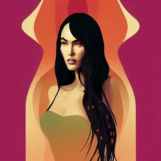 Image similar to centered portrait of megan fox by tyler edlin and petros afshar and christopher balaskas and marius borgeaud and kiliain eng, maximalist art nouveau, well proportioned, highly detailed