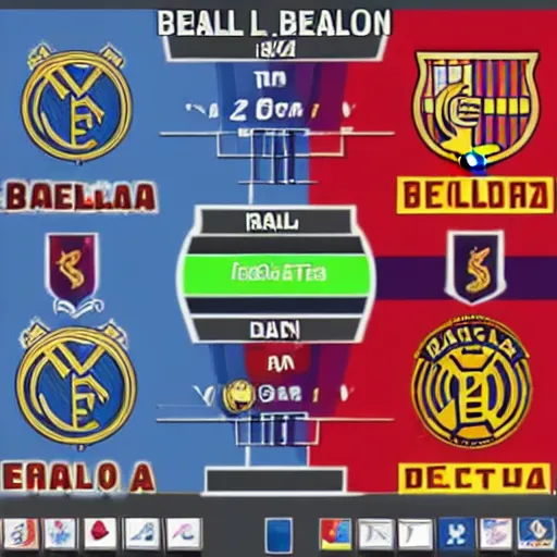 Image similar to barcelona vs real madrid in dota 2 style