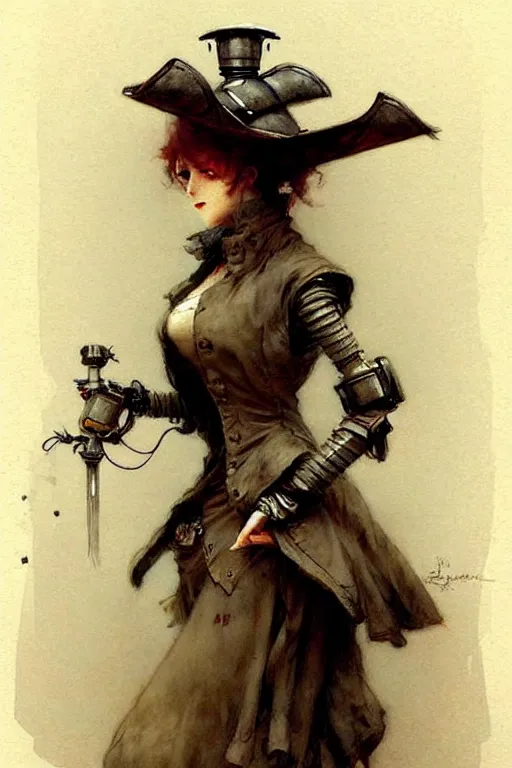 Prompt: (((((2050s servant android robot pirate wench art . muted colors.))))) by Jean-Baptiste Monge !!!!!!!!!!!!!!!!!!!!!!!!!!!