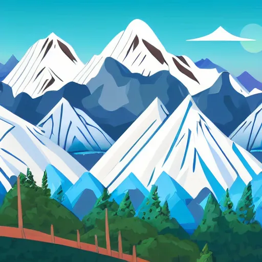 Prompt: flat design of Scenic fall landscape with snow-capped mountains in Denali National Park, Alaska, vivid colours, extremely colourful, magical, anime style, digital illustration, extremely realistic, accurate details, clean aesthetic, remove dirt and dust and scratches, denoise, smooth texture, 2d art