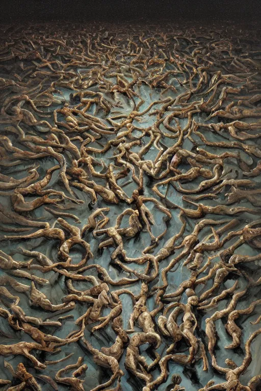 Image similar to palette knife oil painting of hundreds of rats forming the shape of a human. sewer, dark lighting. extreme detail. artstation trending, artgerm, deviant art, octane, substance, art history 8 k