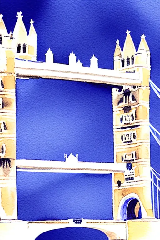 Image similar to minimalist watercolor art of london tower bridge, illustration, vector art