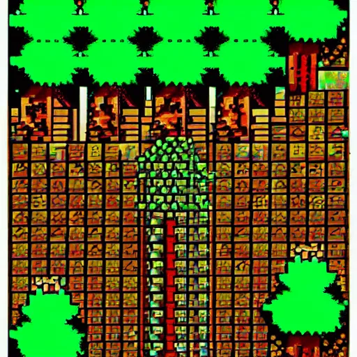 Image similar to pixel art redwoods, nintendo style