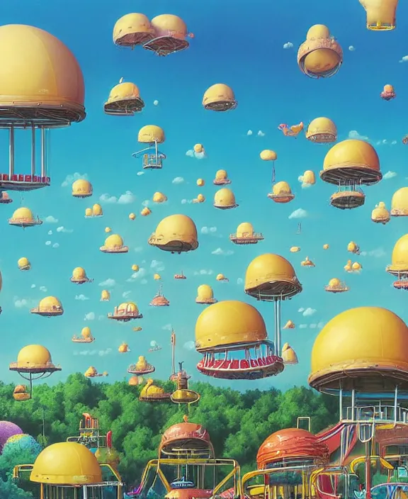 Image similar to a puffy inflated amusement park made out of seamless fat organic creatures, in the style of an aerodynamic blobby obese robot, overgrown with thick orchids, partly cloudy, sun - drenched, dramatic lighting, by dan mumford, yusuke murata, makoto shinkai, ross tran, cinematic, unreal engine, cel shaded, featured on artstation, pixiv