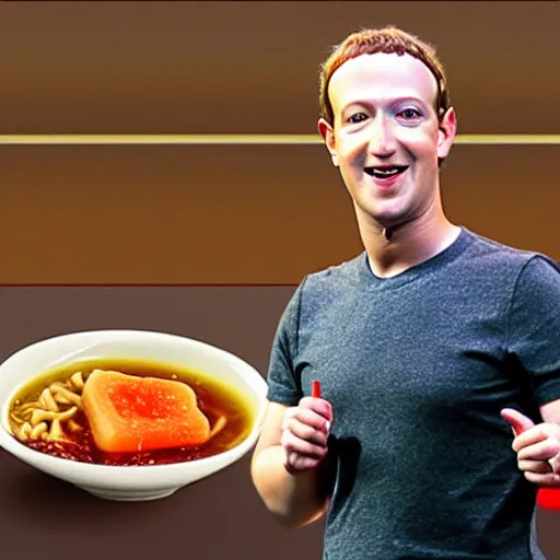 Image similar to mark zuckerberg eating gummy worm ramen