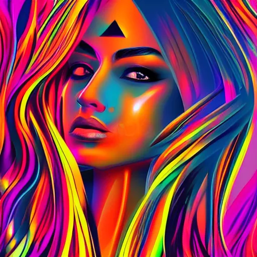 Image similar to An abstract painting of a beautiful female made of fire, vector graphics, artstation