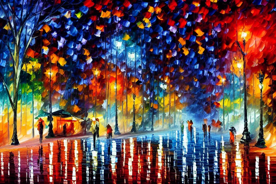 Prompt: a beautiful painting of new york at night by leonid afremov