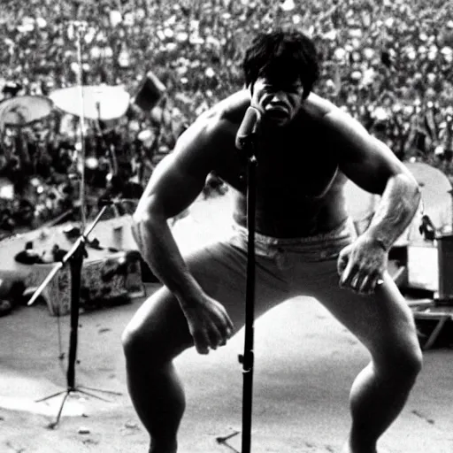 Image similar to hulk performing at woodstock