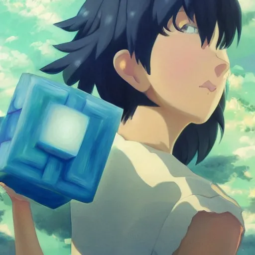 Prompt: beautiful detailed painting of companion - cube!!!!!!!!, anime, studio ghibli, makoto shinkai, rhads, radiant light, 4 k