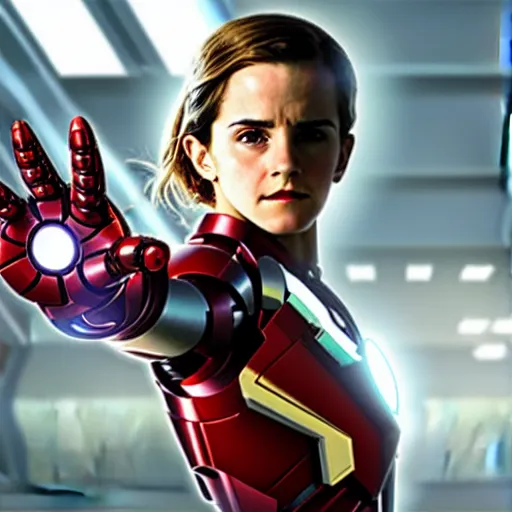 Image similar to a still of emma watson in iron man