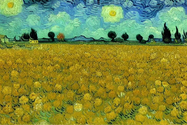Prompt: 🌼🌼🌼🦋🐝☀️☁️ by Vincent Van Gogh