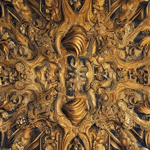 Image similar to ornate wall, full of paintings of angels, texture symmetrical highly detailed