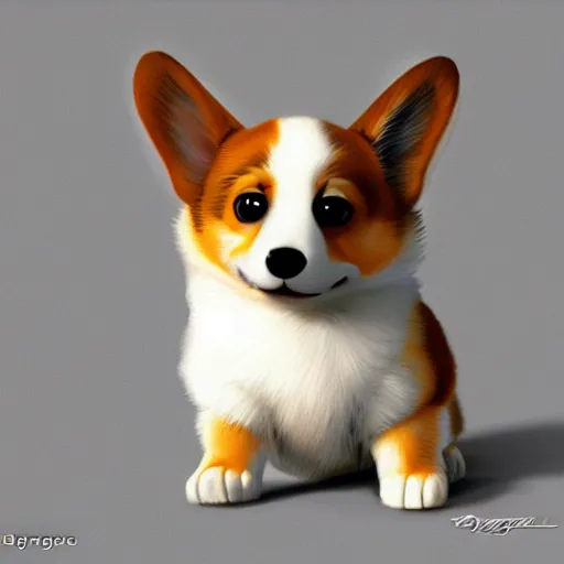 Prompt: exquisite digital art of a corgi puppy by josh dykgraaf