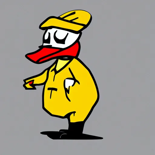 Prompt: digital art, a duck dressed in a jacket suit with a hat predicting a crash in the cryptocurrency markets