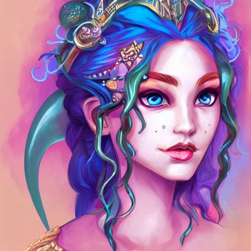 Image similar to merfolk princess portrait, d & d style, trending on artstation, colorful, intricate,