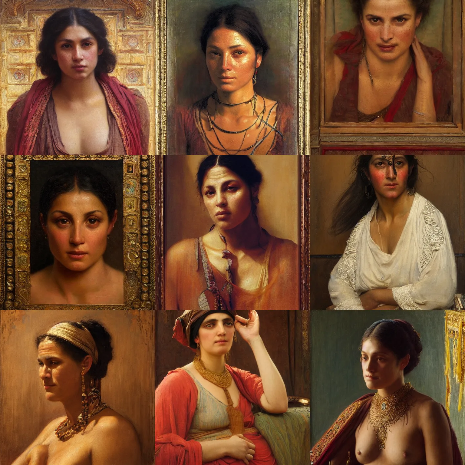 Prompt: orientalism sweaty face portrait by Edwin Longsden Long and Theodore Ralli and Nasreddine Dinet and Adam Styka, masterful intricate artwork. Oil on canvas, excellent lighting, high detail 8k