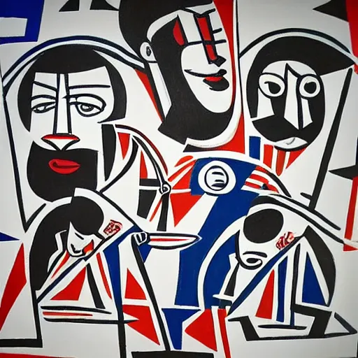 Prompt: The Brooklyn Nets NBA team painted by Picasso