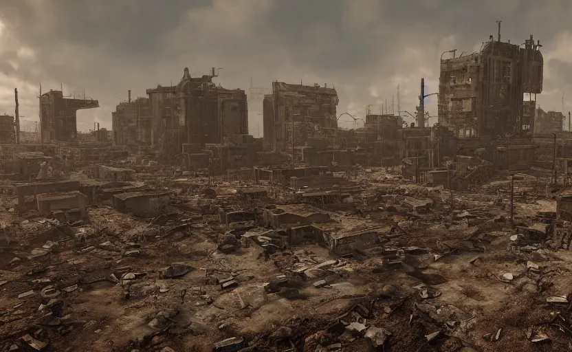 Image similar to apocalyptic wasteland with an economy using every resource to survive, 3d render, Unreal Engine, octane render, ray tracing, Unity, highly detailed, high quality, HD, 4k, 8k, realistic, sharp, trending