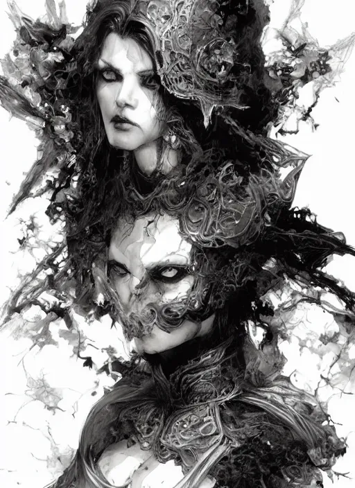 Image similar to portrait of carmilla the vampiress, pen and ink, intricate line drawings, by craig mullins, ruan jia, kentaro miura, greg rutkowski