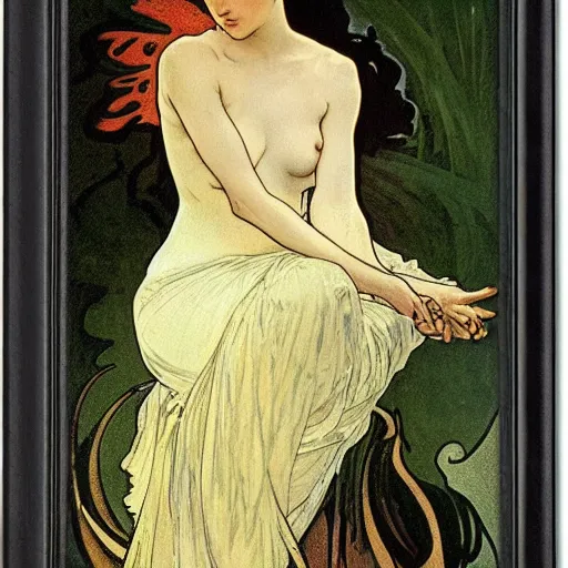 Prompt: water by alphonse mucha