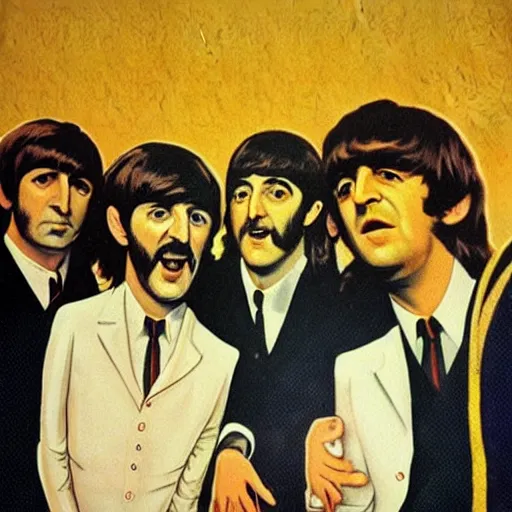 Prompt: the beatles as aliens