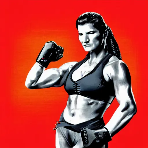 Prompt: digital painting gina carano with a cybernetic arm