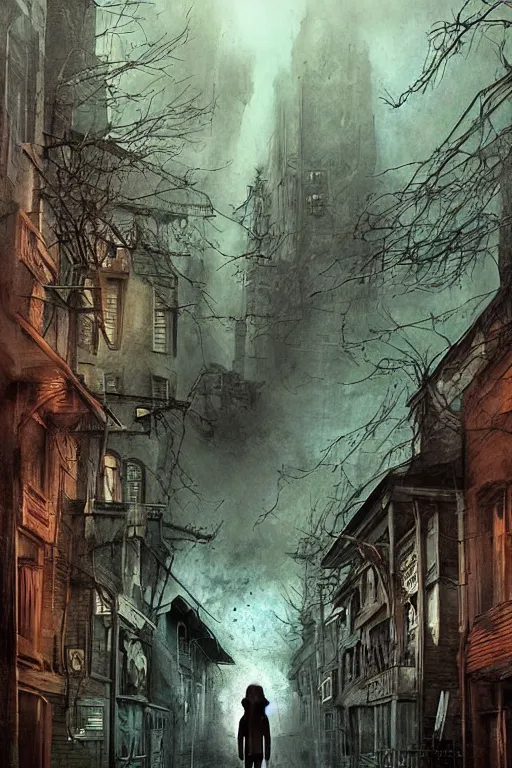 Image similar to 8 k poster concept art from the modern arcane supernatural eldritch horror thriller anthology series / blood in the gutters /, by david mattingly and samuel araya and michael whelan and dave mckean and drew struzan. realistic matte painting with photorealistic hdr lighting. composition and layout inspired by gregory crewdson and brendon butcher and christopher mckinney.