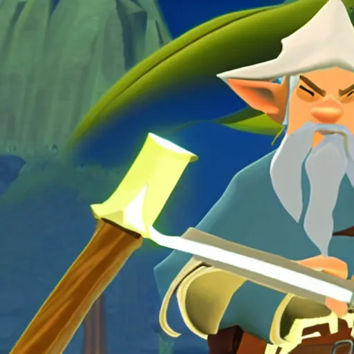 Image similar to Gandalf in Zelda Wind Waker, 4k, UHD