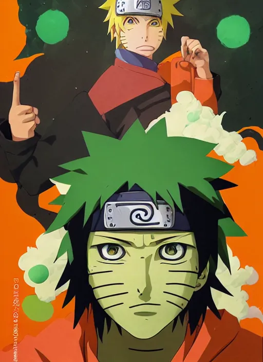 Image similar to naruto profile picture by sachin teng x ofwgkta, marijuana, organic painting, masterpiece, smoke clouds, asymmetrical, green, matte paint, hard edges, energetic