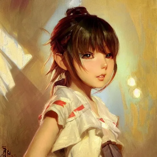 Prompt: cute anime girl portraits, chibi art, painting by gaston bussiere, craig mullins, j. c. leyendecker
