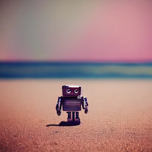Prompt: Dreamt in 29.59s for !dream robot made of a cardboard box, crayon face, walking through on the beach, dof, cinematic lighting, hyperrealistic, extremely detailed,