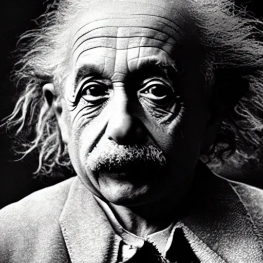 Image similar to “Green faced Albert Einstein as Yoda thinking about the theory of relativity. Star Wars movie frame. Einstein with a Yoda face.”