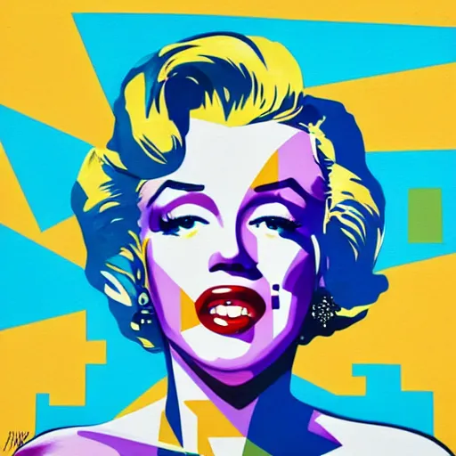 Prompt: Marilyn Monroe by Pixar , positive vibes, Organic Painting , Matte Painting, geometric shapes, hard edges, realism, graffiti, street art:2 by Sachin Teng:4