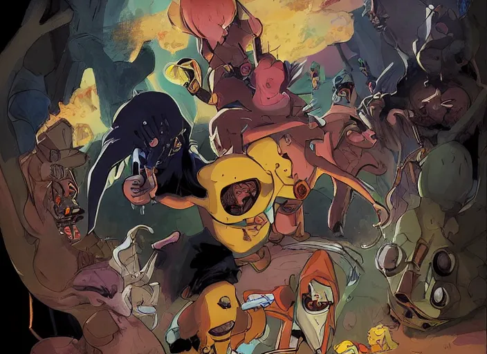 Prompt: adventure time character design by mike mignola and esad ribic