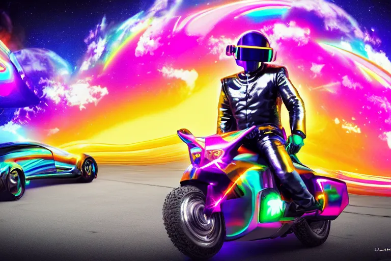 Image similar to lisa frank daft punk octane render 4k trending on flickr