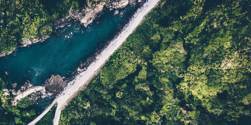 Image similar to nature landscape, aerial view, drone photography, cinematic, mountains and ocean