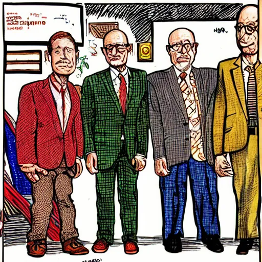 Image similar to The Artwork of R. Crumb and his Cheap Suit Klaus Schwab telling you to eat bugs, pencil and colored marker artwork, trailer-trash lifestyle