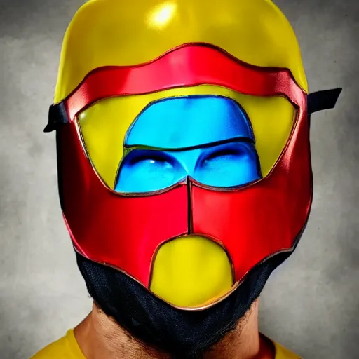 Image similar to a detailed portrait photo of a rainbow themed super hero, super hero costume, super hero mask, cinematic shot