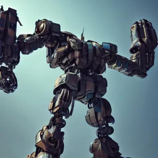 Prompt: a beautiful hyperrealistic ultradetailed 3D render of a gigantic mecha, by brian sum and stephen martiniere and Antonio Manzanedo. mech, octane render, PBR, 3D, intricate, wide angle, volumetric lighting, polished, path tracing